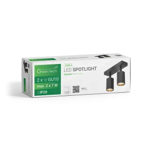 GREEN TECH LED reflektor Green Tech, GU10 X 2 kosi, črna barva - ZARA-2