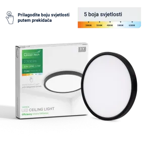 GREEN TECH LED stropna svetilka Green Tech 20W, 5 CCT 3000K-3500K-4000K-5000K-6500K, fi30 cm - CNX-20W-BK