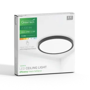 GREEN TECH LED ceiling light Green Tech 20W, 5 CCT 3000K-3500K-4000K-5000K-6500K, fi30 cm - CNX-20W-BK