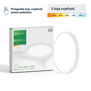GREEN TECH LED stropna svetilka Green Tech 24W, 5 CCT 3000K-3500K-4000K-5000K-6500K, premer 40 cm - CNX-24W-WH