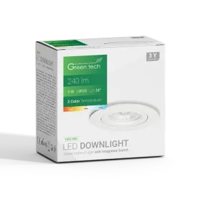 GREEN TECH LED downlight Green Tech 240 lm, 3W, 3CCT, 3000K-4000-6500K, white - DWX-3WH