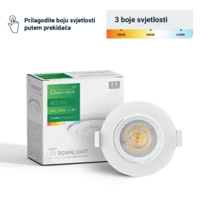 GREEN TECH LED svetilka Green Tech 400 lm, 5W, 3CCT, 3000K-4000-6500K, bela - DWX-5WH
