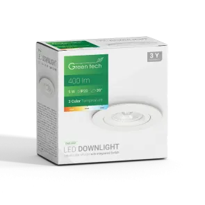 GREEN TECH LED svetilka Green Tech 400 lm, 5W, 3CCT, 3000K-4000-6500K, bela - DWX-5WH
