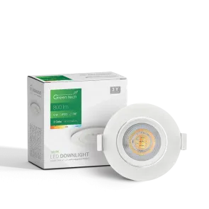 GREEN TECH LED downlight Green Tech 800 lm, 9W, 3CCT, 3000K-4000-6500K, bela - DWX-9WH