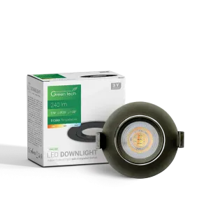 GREEN TECH LED downlight Green Tech 240 lm, 3W, 3CCT, 3000K-4000-6500K, črn - DWX-3BK