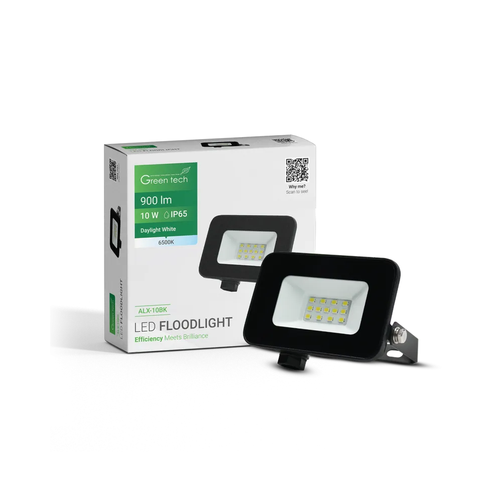 GREEN TECH LED reflektor Green Tech 900 lm, 10W, 6500K, IP65, črn - ALX-10BK