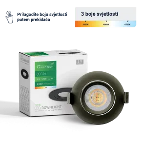 GREEN TECH LED svetilka Green Tech 800 lm, 9W, 3CCT, 3000K-4000-6500K, črna - DWX-9BK