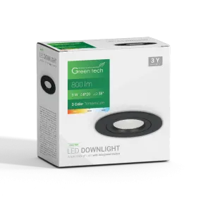 GREEN TECH LED downlight Green Tech 800 lm, 9W, 3CCT, 3000K-4000-6500K, black - DWX-9BK