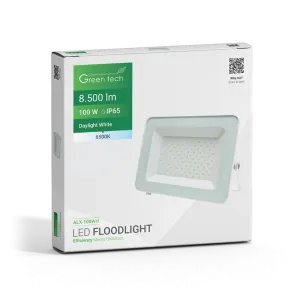 GREEN TECH LED reflektor Green Tech 8500 lm, 100W, 6500K, IP65, bel - ALX-100WH