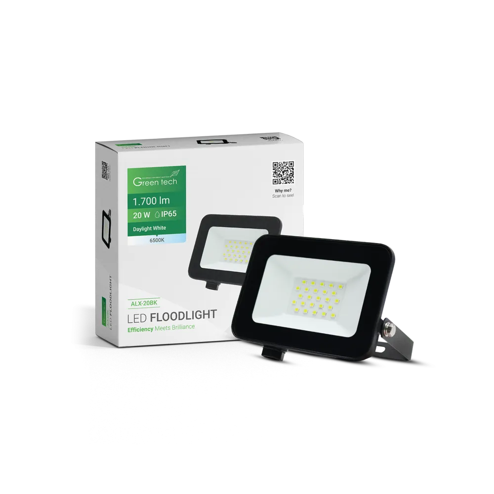 GREEN TECH LED spotlight Green Tech 1700 lm, 20W, 6500K, IP65, black - ALX-20BK