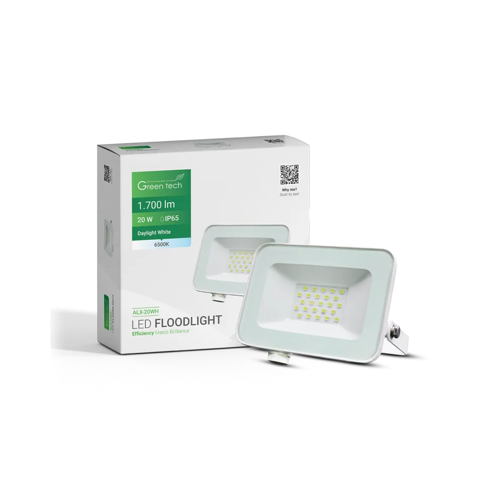 GREEN TECH LED reflektor Green Tech 1700 lm, 20W, 6500K, IP65, bel - ALX-20WH