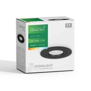 GREEN TECH LED downlight Green Tech 400 lm, 5W, 3CCT, 3000K-4000-6500K, črn - DWX-5BK