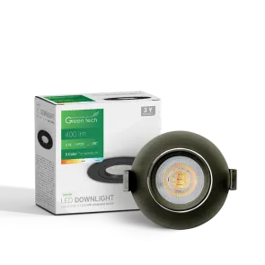 GREEN TECH LED downlight Green Tech 400 lm, 5W, 3CCT, 3000K-4000-6500K, črn - DWX-5BK