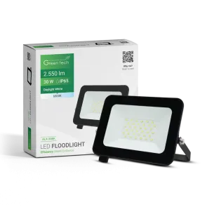 GREEN TECH LED spotlight Green Tech 2550 lm, 30W, 6500K, IP65, black - ALX-30BK