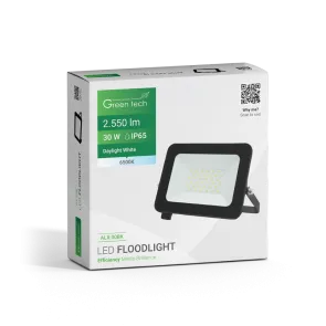 GREEN TECH LED spotlight Green Tech 2550 lm, 30W, 6500K, IP65, black - ALX-30BK