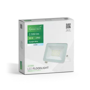 GREEN TECH LED reflektor Green Tech 2550 lm, 30W, 6500K, IP65, bel - ALX-30WH