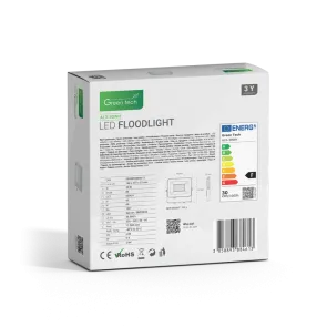 GREEN TECH LED reflektor Green Tech 2550 lm, 30W, 6500K, IP65, bel - ALX-30WH