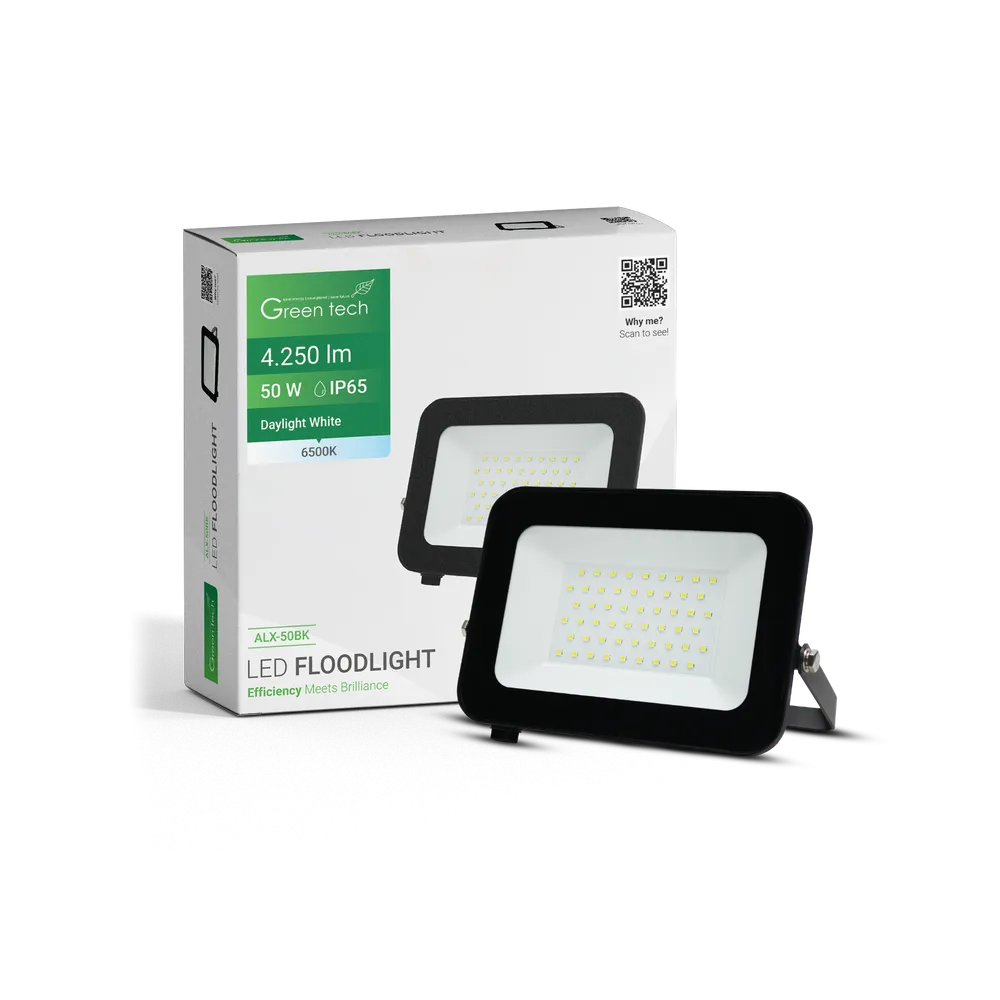 GREEN TECH LED spotlight Green Tech 4250 lm, 50W, 6500K, IP65, black - ALX-50BK