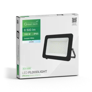 GREEN TECH LED reflektor Green Tech 8500 lm, 100W, 6500K, IP65, črn - ALX-100BK