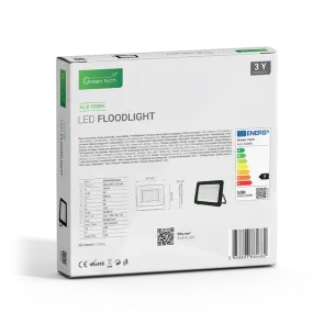 GREEN TECH LED reflektor Green Tech 8500 lm, 100W, 6500K, IP65, črn - ALX-100BK