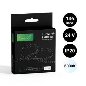 GREEN TECH LED strip Green Tech 160 LED, 10 mm, 14.4 W/m, 6000K, DC 24V, IP20, 5m/piece - S160246000IP20