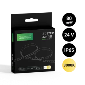 GREEN TECH LED strip Green Tech 420 LED, 10 mm, 8 W/m, 3000K, DC 24V, IP65, 10m/piece - COB420243000IP65