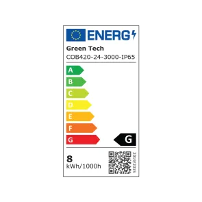 GREEN TECH LED strip Green Tech 420 LED, 10 mm, 8 W/m, 3000K, DC 24V, IP65, 10m/piece - COB420243000IP65