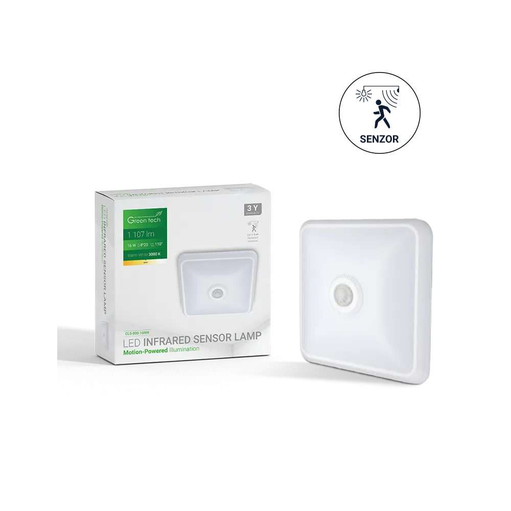 GREEN TECH LED ceiling light with sensor Green Tech 16W, 3000K, white color - CLS-800-16NW