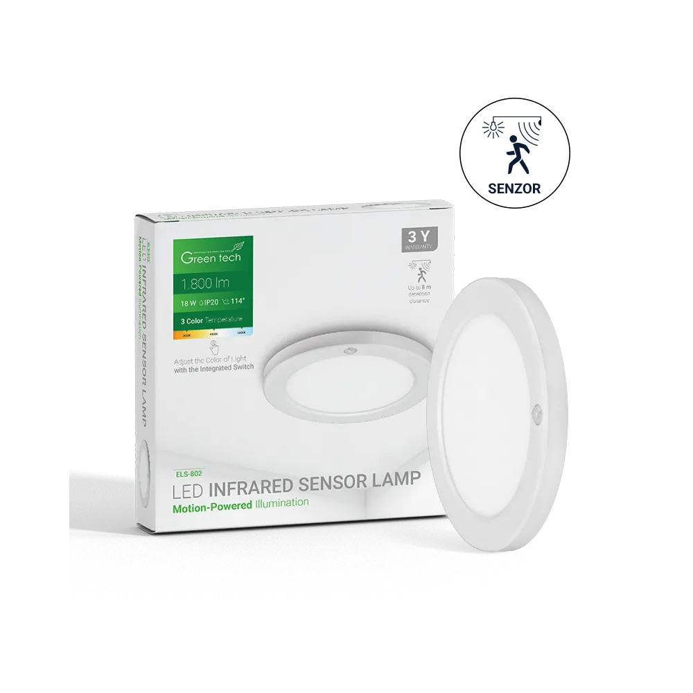 GREEN TECH LED ceiling light with sensor Green Tech 3/1 18W - ELS-802