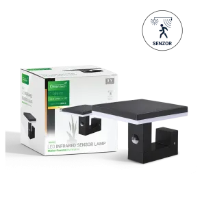 GREEN TECH LED zidna svetilka s senzorjem Green Tech, 15W, 3000K, črna barva - KFS-070