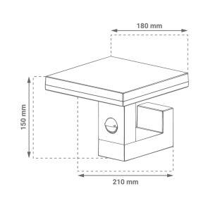 GREEN TECH LED zidna svetilka s senzorjem Green Tech, 15W, 3000K, črna barva - KFS-070