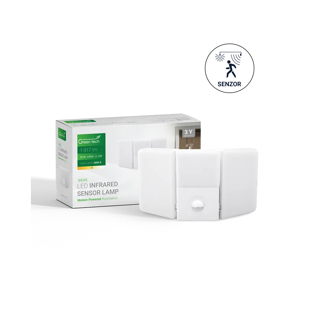 GREEN TECH LED wall lamp with sensor Green Tech 25W, 3000K, white color - KFS-072