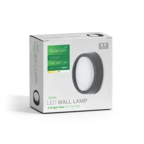 GREEN TECH LED zidna svjetiljka Green Tech 11W, 4000K, premer 17*6,4cm, IP65, črna - CWA-044