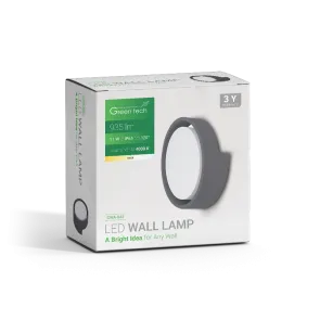 GREEN TECH LED wall lamp Green Tech 11W, 4000K, diameter 17*6.8cm, IP65, black - CWA-043