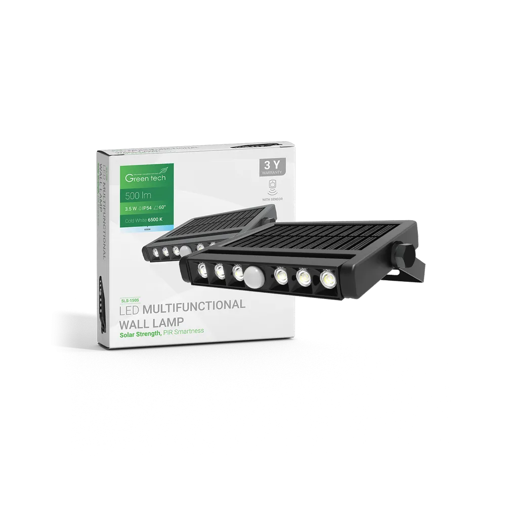 GREEN TECH LED multifunctional solar lamp Green Tech 3.5W, 6500K, IP54, 500 lm - SLS-150S