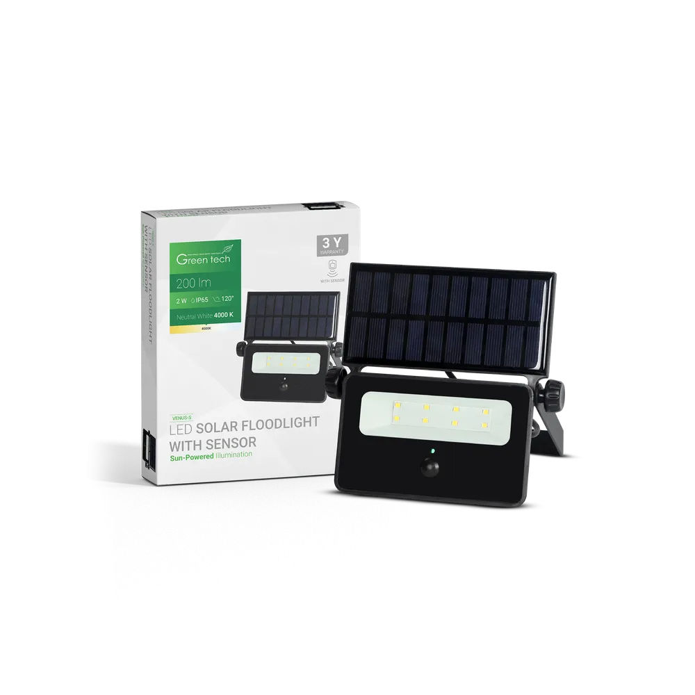 GREEN TECH LED solarni reflektor Green Tech 2W, 4000K, IP65, 200 lm - VENUS-S