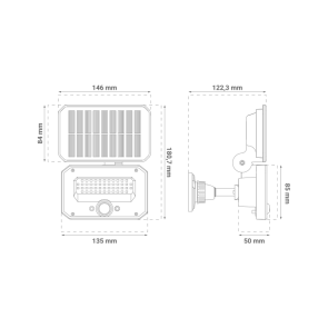 GREEN TECH LED solarni reflektor Green Tech 5W, 4000K, IP65, 500 lm - VENUS-L