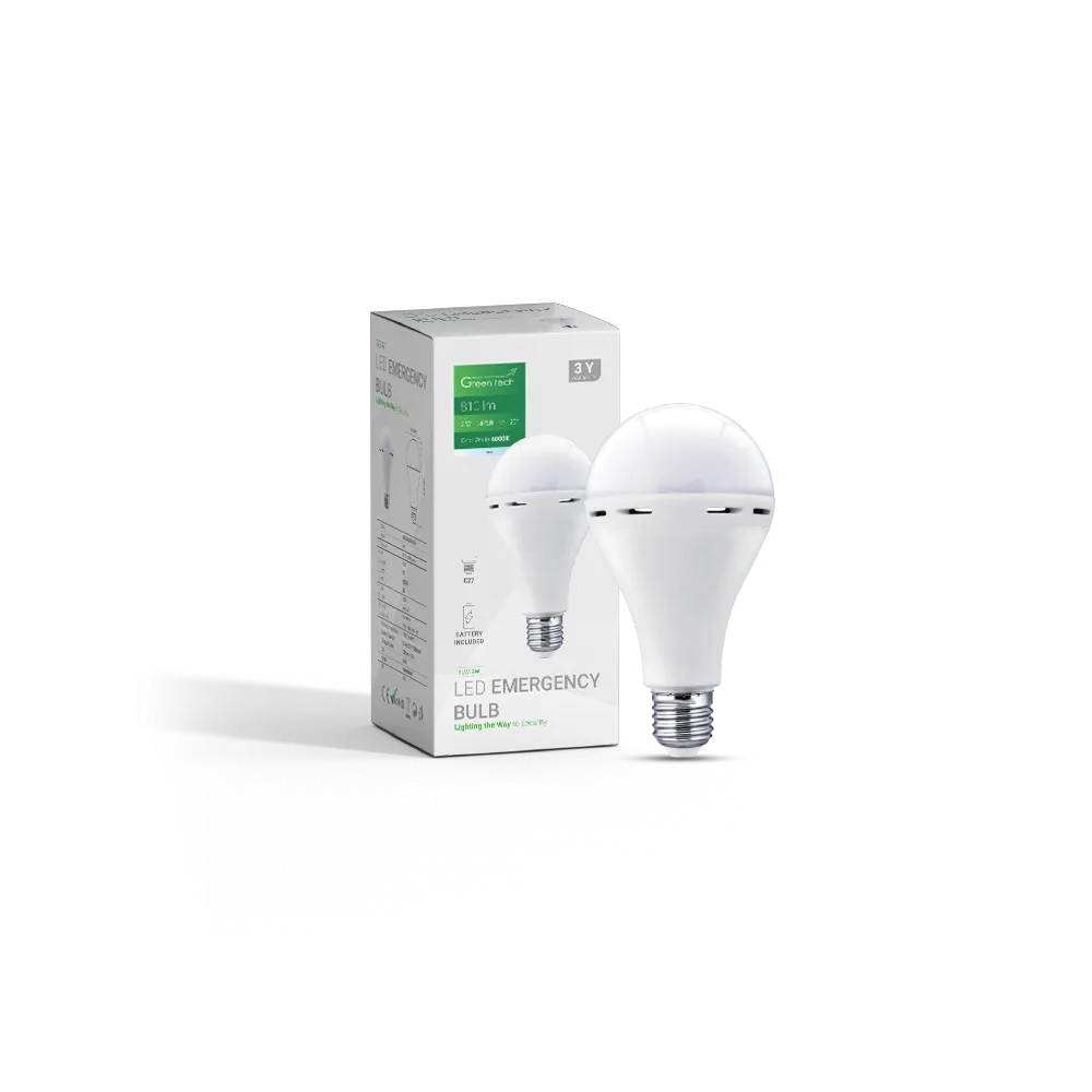 GREEN TECH LED emergency lighting bulb Green Tech A70, 9W, 6000 K, E27, 800 lm - ELW-9W