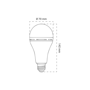 GREEN TECH LED emergency lighting bulb Green Tech A70, 9W, 6000 K, E27, 800 lm - ELW-9W