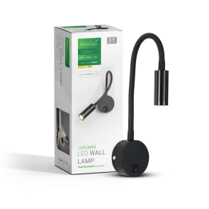 GREEN TECH LED zidna lampa Green Tech 3W, 3000K, črna barva - LH-013-3W-WW