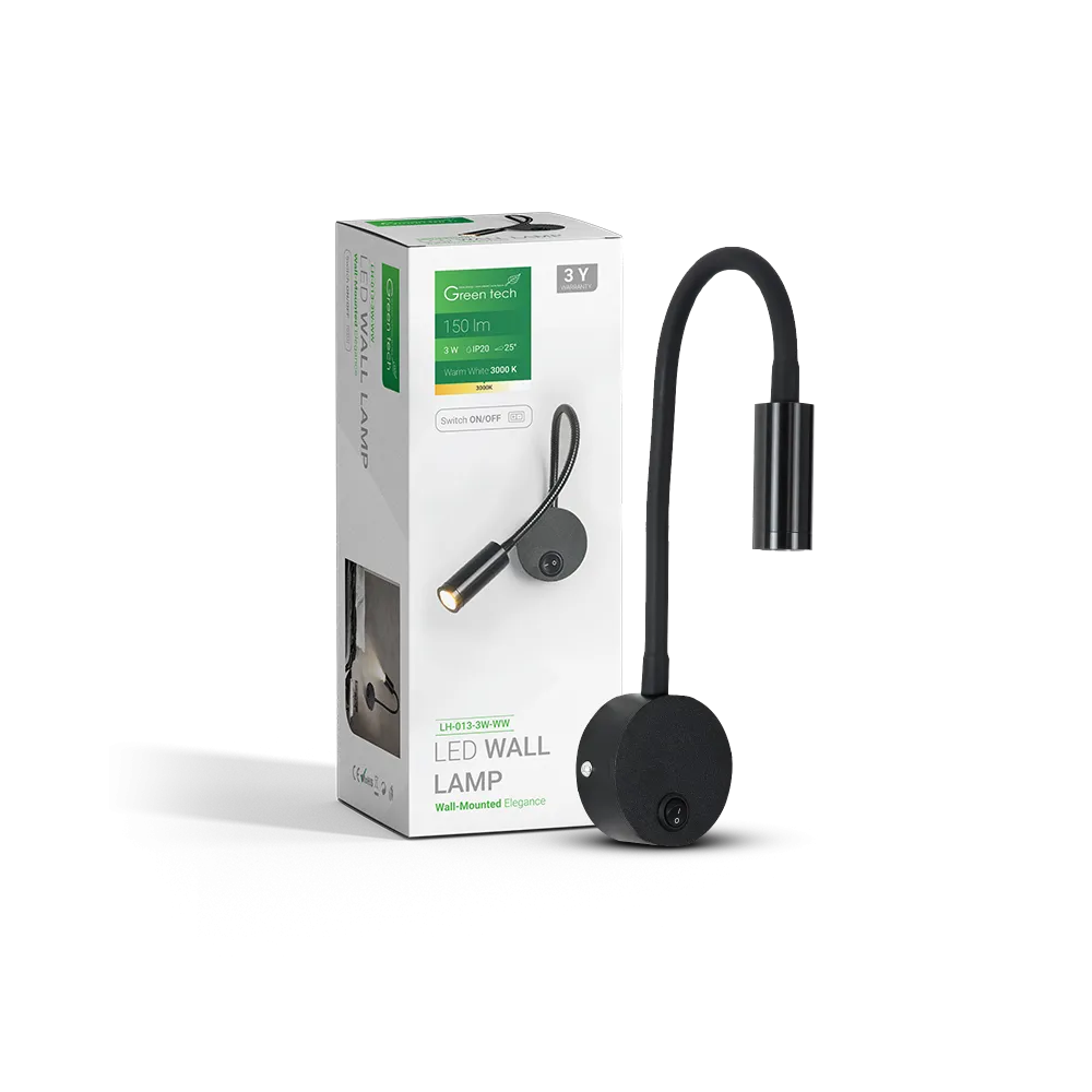 GREEN TECH LED wall lamp Green Tech 3W, 3000K, black color - LH-013-3W-WW