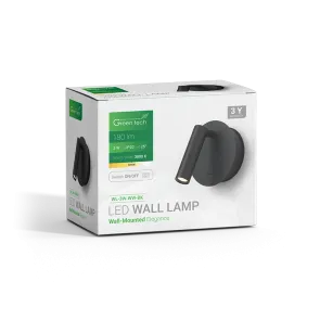 GREEN TECH LED wall lamp Green Tech 3W, 3000K, black color - WL-3W-WW-BK