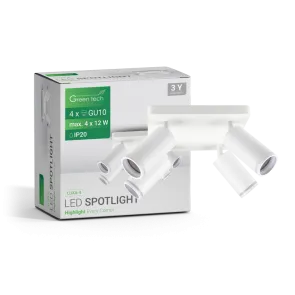 GREEN TECH LED spotlight Green Tech, GU10 X 4 pcs, white color - LUXA-4