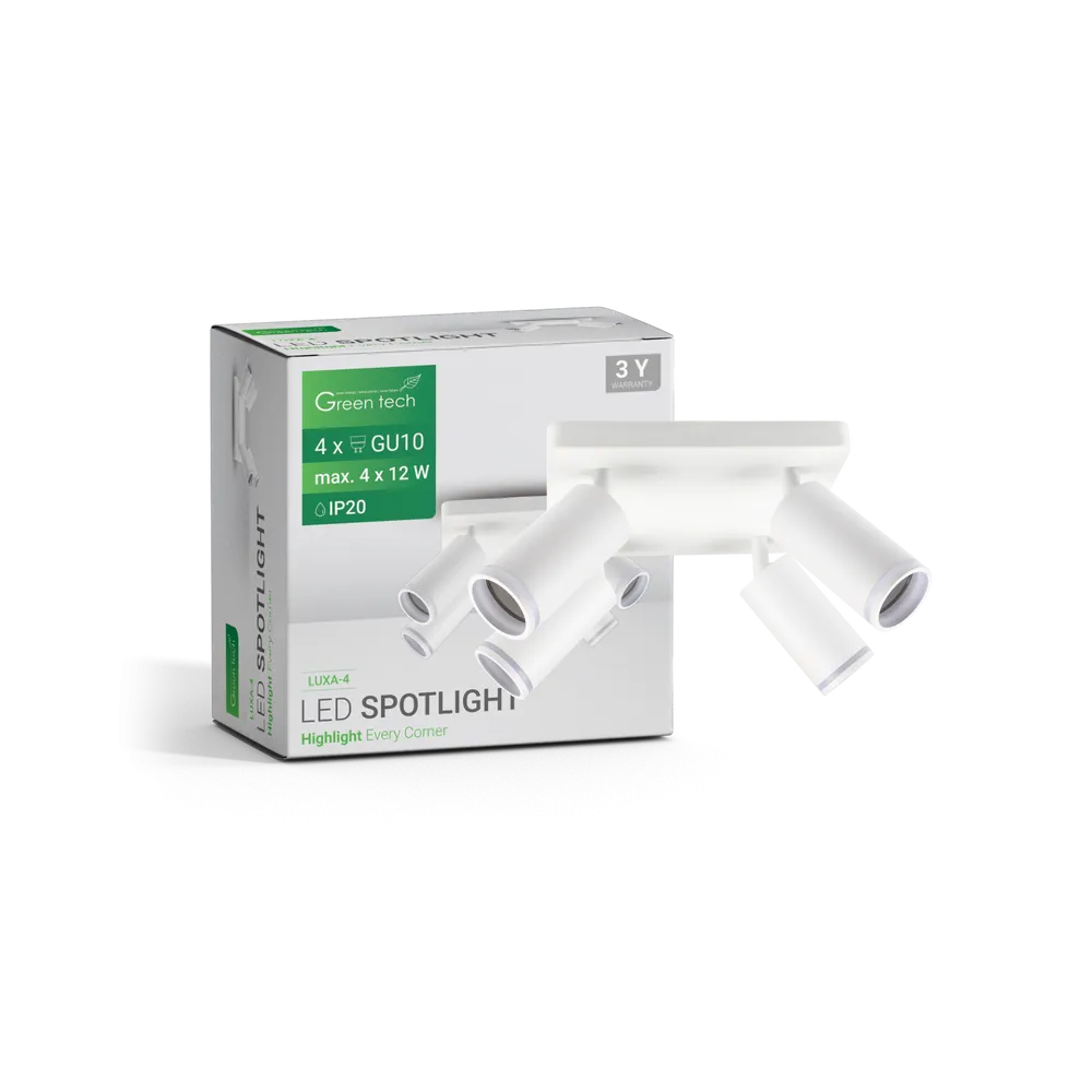 GREEN TECH LED reflektor Green Tech, GU10 X 4 kosi, bela barva - LUXA-4