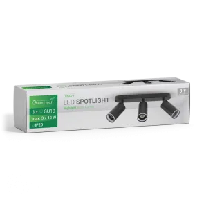 GREEN TECH LED reflektor Green Tech, GU10 X 3 kosi, črna barva - NYXA-3