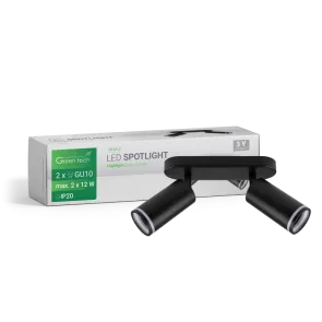 GREEN TECH LED reflektor Green Tech, GU10 X 2 kosi, črna barva - NYXA-2
