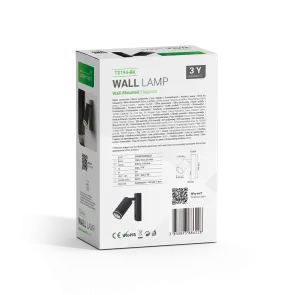 GREEN TECH Zidna svjetiljka Green Tech, grlo GU10, IP20, črna barva - TS194-BK