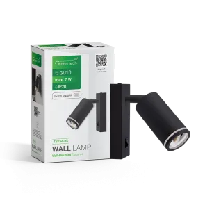 GREEN TECH Zidna svjetiljka Green Tech, grlo GU10, IP20, črna barva - TS194-BK