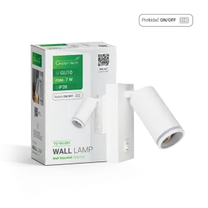 GREEN TECH Zidna svetilka Green Tech, GU10 vtičnica, IP20, bela barva - TS194-WH