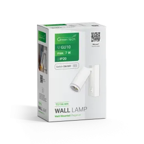 GREEN TECH Zidna svetilka Green Tech, GU10 vtičnica, IP20, bela barva - TS194-WH